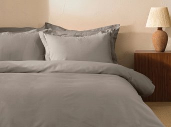 �ift Ki�ilik Puffy Andra Bas�c Saten Nevresim Tak�m� - Grey